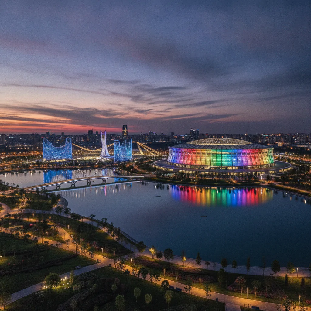 Вечерняя атмосфера Олимпийского парка