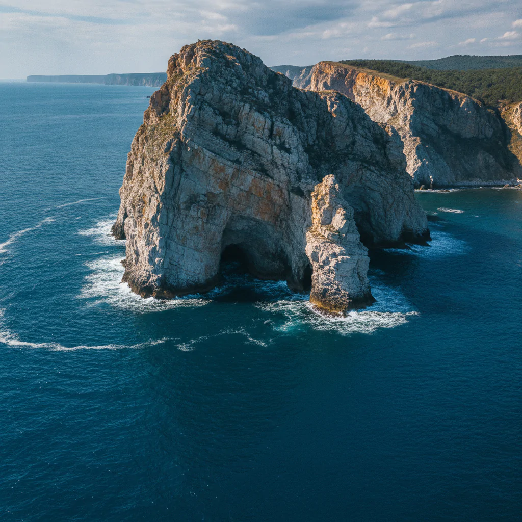 Вид на утес с моря