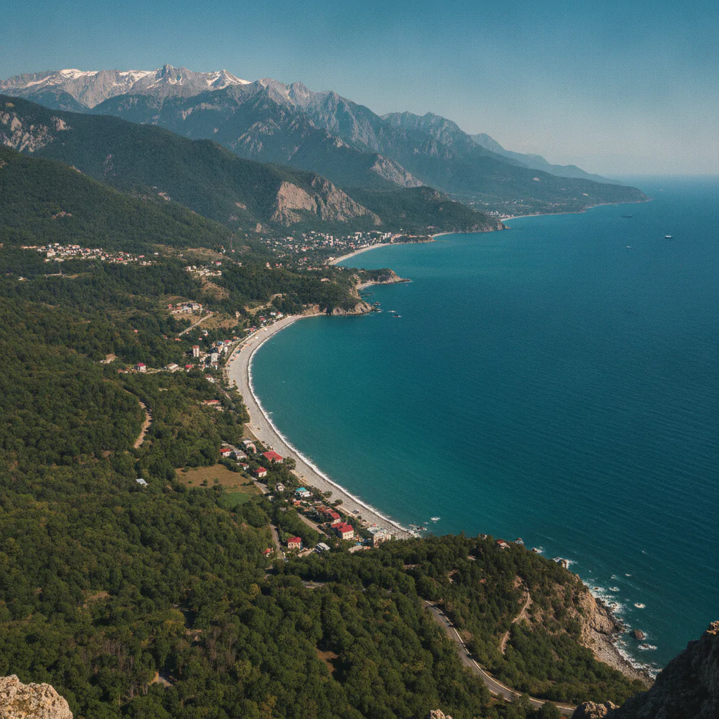 Панорама гор и моря с обзорной площадки